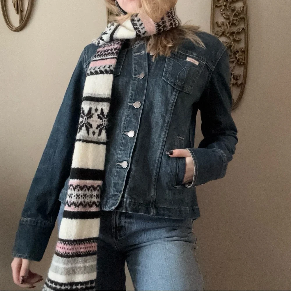 Joe Boxer Cream/Pink and Black Knit Scarf